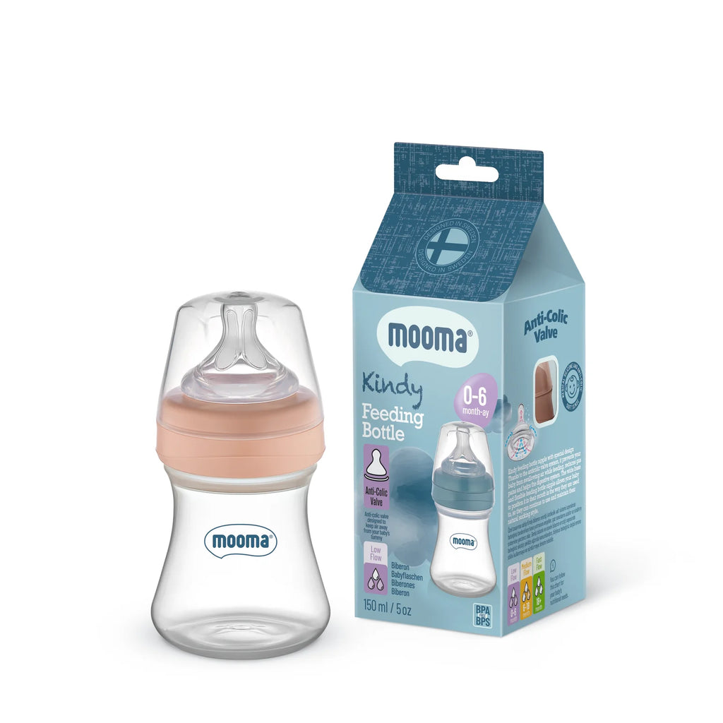 Kindy Antikolik PP Biberon 150ml 0-6 Ay Yavaş Akış - Old Rose