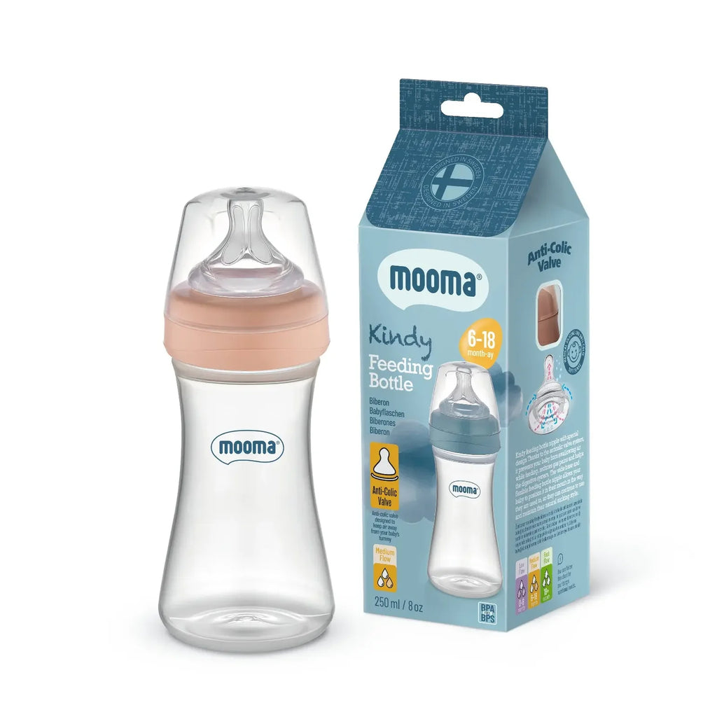 Kindy Antikolik PP Biberon 250ml 6-18 Ay Orta Akış - Old Rose