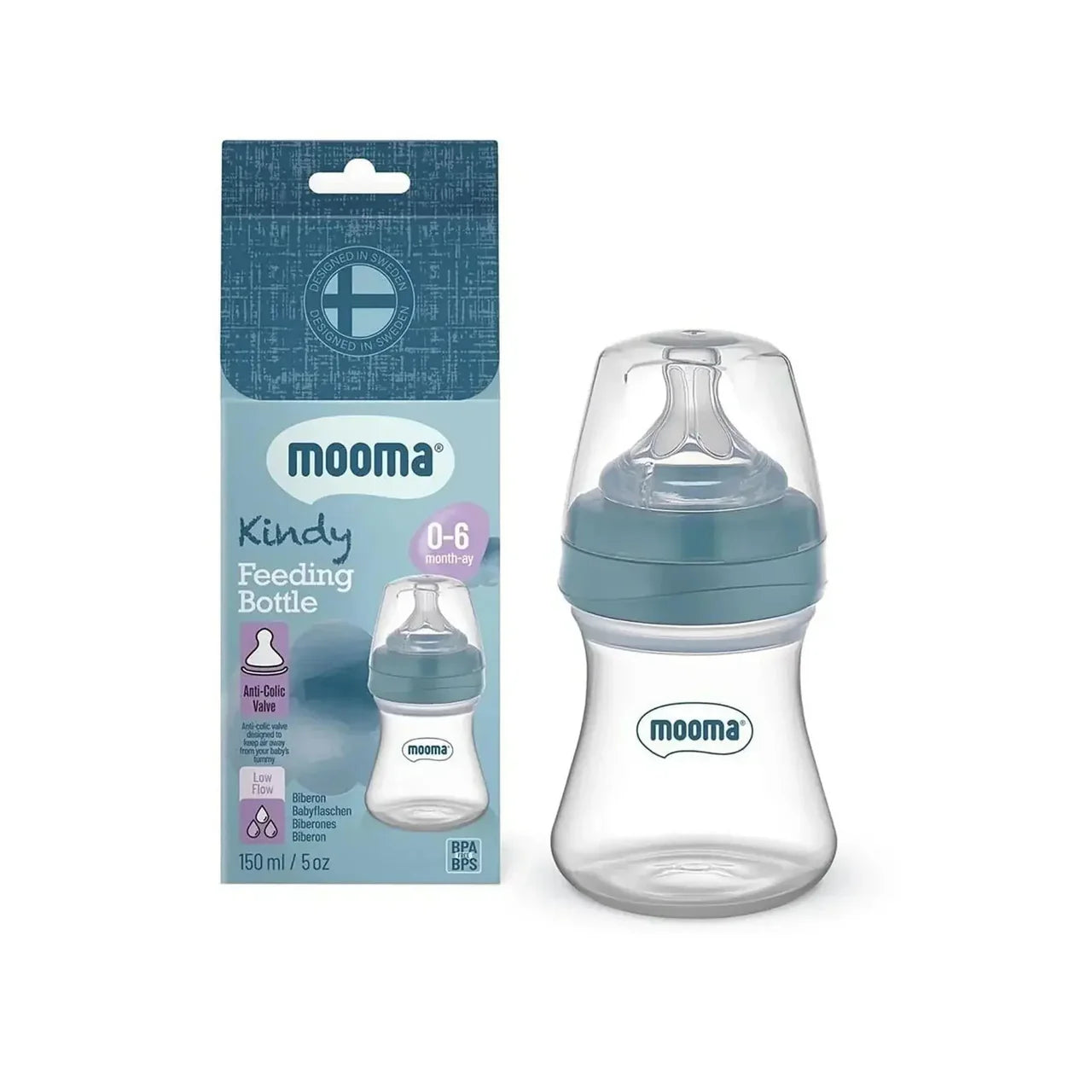 Kindy Antikolik PP Biberon 150ml 0-6 Ay Yavaş Akış - Bowl Blue