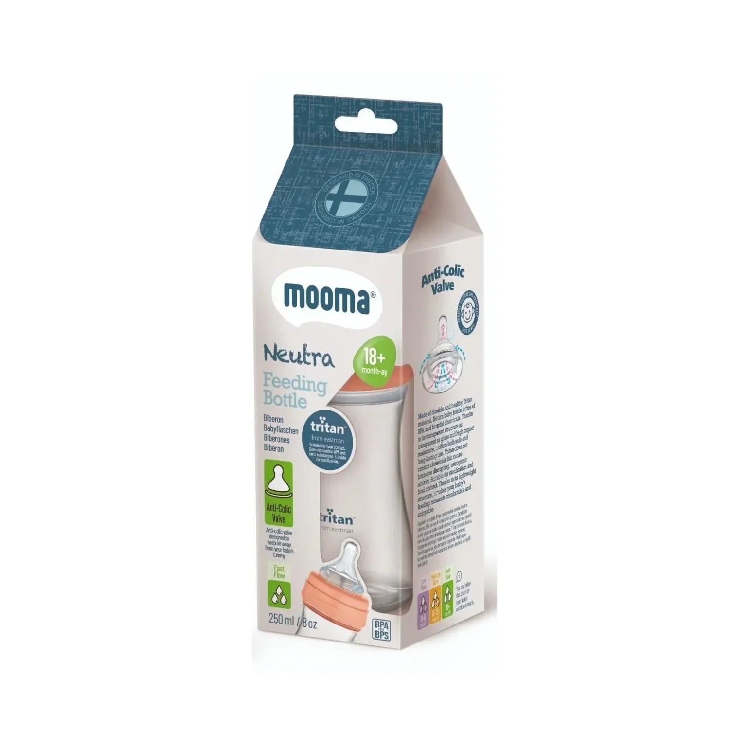 Neutra Antikolik Tritan Biberon 250ML 18+ Ay Hızlı Akış - Coral Pink