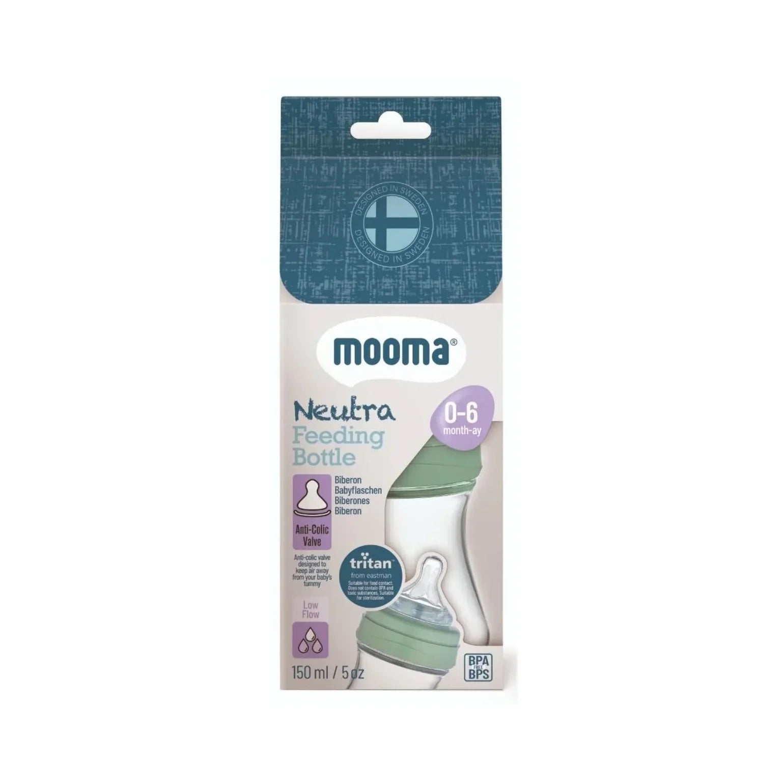 Neutra Antikolik Tritan™ Biberon 150 ml 0-6 Ay Yavaş Akış - Sage Green
